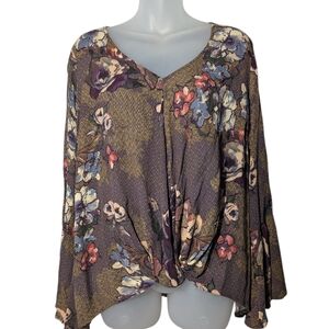 Oddy Oversized Small Floral Peasant Cottagecore Boho Lightweight Blouse Top